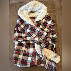 Martha S. Kids Plaid Pocket Pajama Robe - Red, White, Hunter, Navy Knee length